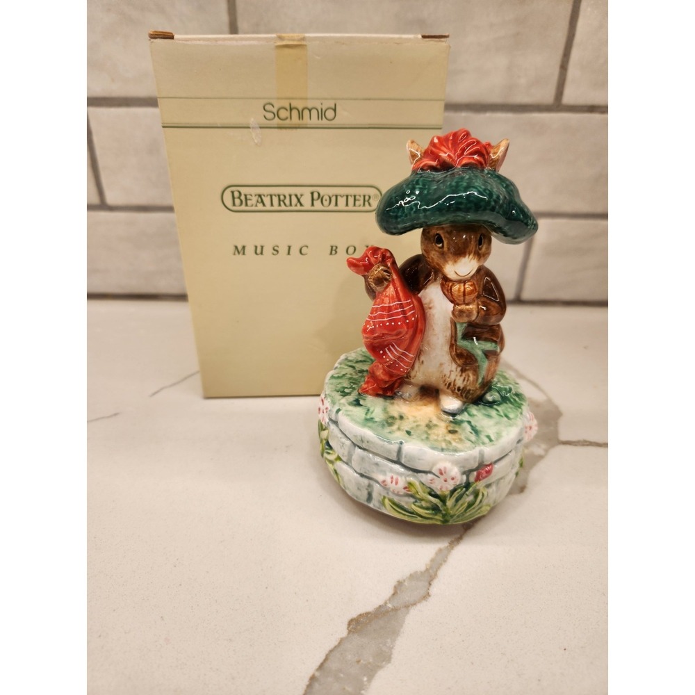 Vintage Schmid Benjamin Bunny Figurine Music Box – Beatrix Potter With Box